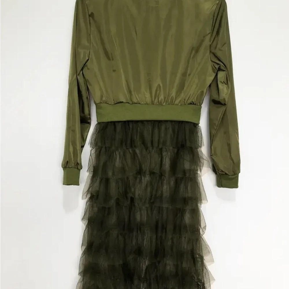 Green Ruffled Jacket with Sheer Overlay - Picture 2 of 3